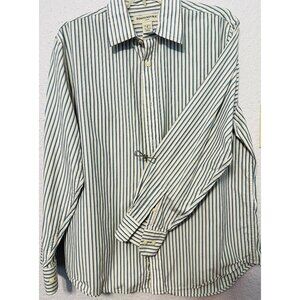 Banana Republic Mens Striped LS Button-Down Dress Shirt M Blue Yellow on white